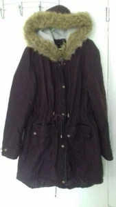 Dorothy Perkins Damen burgunderrot durchgehender Reißverschluss Kapuze Parka Mantel-UK 16 - Bild 1 von 11