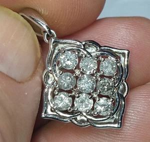 Solid heavy platinum 1.00 carat diamond pendant 5.3 grams - pt900 - Picture 1 of 21
