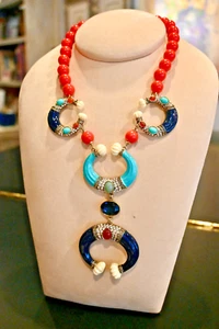 New $250 HEIDI DAUS Modern Masterpiece Resin Enamel Crystal Necklace Carnelian - Picture 1 of 8