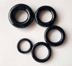 PAIR Black Acrylic Segment Rings Captive Bead CBR's Lightweight Body Jewelry - Picture 1 of 8