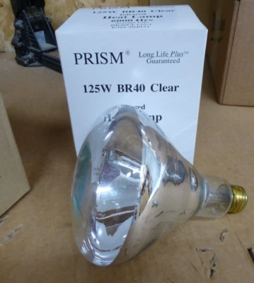 4 Pack 125 Watt BR40 Long Life Clear Infrared Heat Lamp Light Bulbs Halco Prism - Image 1 of 4