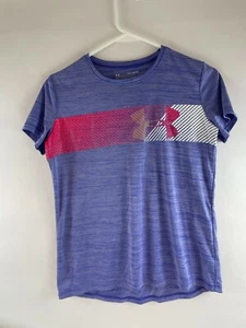 Under armour T-Shirt Girls Size XL Purple Short Sleeve Loose Crew neck HEATGEAR - Picture 1 of 7