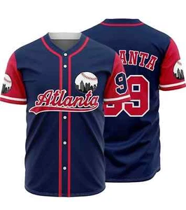 Camiseta de béisbol Atlanta #99 bordada con botones manga corta talla XL - NUEVA - Imagen 1 de 3