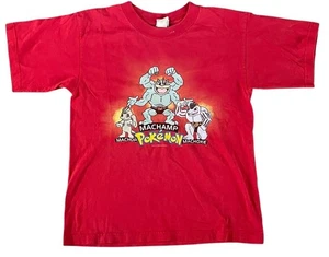 VTG Nintendo Pokémon Fighting Youth Sz L Red T Shirt Machamp Machop Machoke - Picture 1 of 9