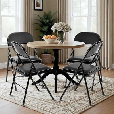 4-Pack Folding Chairs Space-Saving for Events & Parties Indoors/Outdoors Black - Image 1 of 4