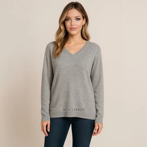 J Crew Pullover meliert grau Wollmischung Oversize Relaxed Fit V-Ausschnitt Größe XL - Bild 1 von 8
