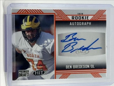 BEN BREDESON 2020 SAGE HIT PREMIER DRAFT ROOKIE AUTOGRAPH RED RC AUTO Q5686 - Image 1 of 2