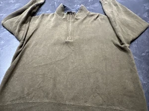 Orvis Sweater Mens Large Green Cotton 1/4 Zip Pullover - Picture 1 of 10