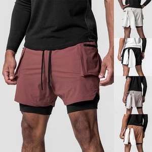 Quick Dry Men's 2 In 1 Running Shorts Ideal for Summer Sports Activities - Picture 1 of 32