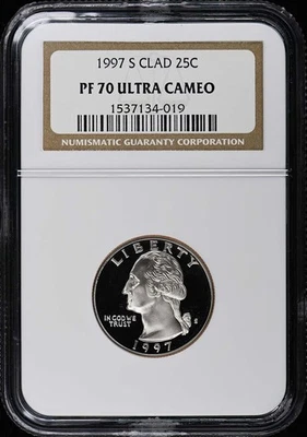 1997 S CLAD Washington Quarter 25C NGC PR70DCAM - Image 1 of 2