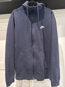 Vintage Y2k Nike Swoosh Check Sweatshirt Hoodie Men’s Size Navy Blue Faded! - Picture 1 of 3
