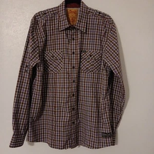 Sovereign Code Button-up Shirt Sz. XL Purple/Gray/Orange Plaid Long Sleeved... - Picture 1 of 15