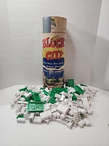 Vintage Block City Building Set Canister 455 Pieces In Original Packaging No Lid - Picture 1 of 6