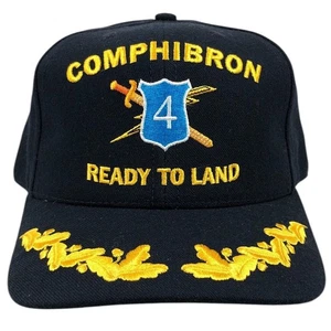 Vintage COMPHIBRON 4 Mütze Kappe Druckknopflasche schwarz Ready To Land Herren Militär 90er - Bild 1 von 4