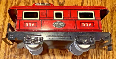 MARX O SCALE MODEL TRAINS NEW YORK CENTRAL TIN CABOOSE TRAIN CAR No 556 NYC #2 - Image 1 of 4