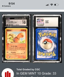 (POP 33) CGC 10 Torkoal ex Legend Maker 27/92 Pokemon Card RARE from 2006 - Picture 1 of 3