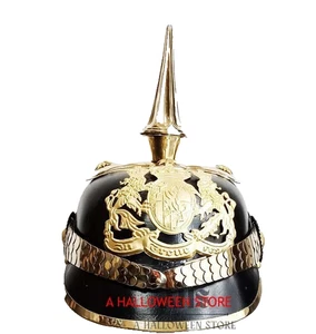 Handmade Halloween Costume Bavarian Militaria German Pickelhaube Leather Helmet - Picture 1 of 9