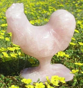 Quarzo rosa figura in pietra preziosa GALLO - Foto 1 di 10