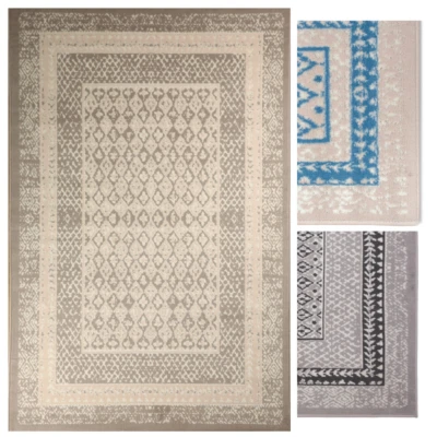 Bordered Transitional Runner - 2'x8', Geometric Pattern Area Rug -510 - Image 1 of 4