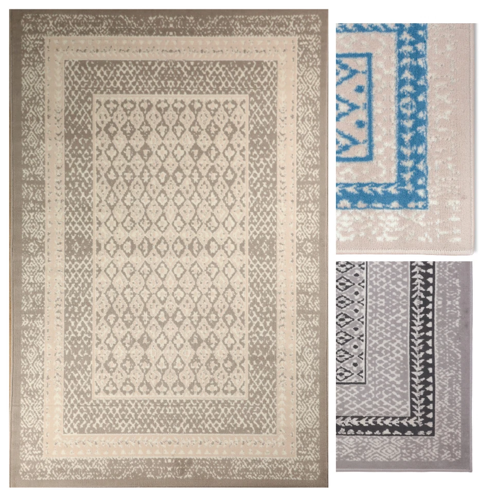 Bordered Transitional Runner - 2'x8', Geometric Pattern Area Rug -510 - Image 1 of 4