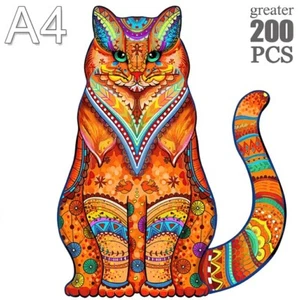 Creative - Size A4 "Cat" Wooden Jigsaw Puzzle (approx. 200pcs) # MAO-32 - Picture 1 of 2