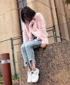 ENA PELLY Lizzie Faux-Fur Jacket Bubblegum Pink Small - Picture 1 of 8