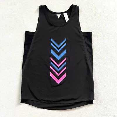 Camiseta sin mangas Ivivva By Lululemon Go Time negra líneas artesanales paneles de malla 12 Foto 1 de 4