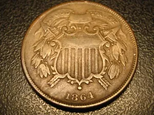 1864 Small Motto Two Cent Piece RARE - Picture 1 of 5