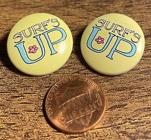 Set of 2 Vintage NOS JHB Yellow Surf Is Up Shank Buttons Novelty 23mm 7/8" 15024 - Picture 1 of 2