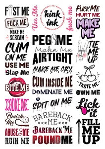 30 Kinky Temporary Tattoos for BDSM Adults Cuckold Naughty Sex - Picture 1 of 8
