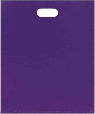 Bolsas de plástico 500 púrpura regalo mercancía compras troquelado mango 15" x 18" x 4" Foto 1 de 4