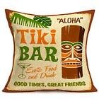 Tiki Bar Decor Throw Pillow Cushion Cover, Vintage Polynesian Statue with Tro...