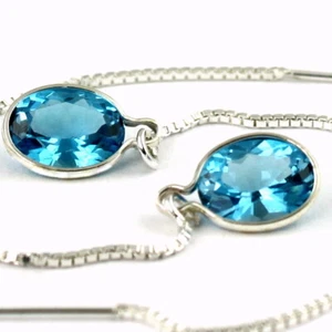 Swiss Blue Topaz, Sterling Threaders, SE005 - Picture 1 of 3
