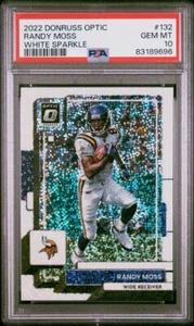 2022 Panin Donruss Óptica RANDY MUSS Blanco Brillo SSP PSA 10 Gemas Como Nuevo Vikingos - Imagen 1 de 3
