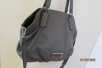 Marc by Marc Jacobs Q Fran Leather Satchel Tote hobo Shoulder Bag, Dark Gray - Image 1 of 4