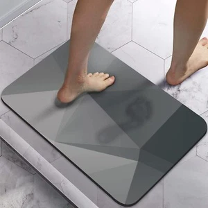 Absorbent Bath Mat, Rubber Non Slip Quick Dry Super Absorbent Thin Bathroom Rugs - Picture 1 of 5