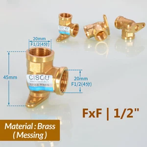 Outside Tap Wall Plate Elbow 90° Bend 20mm Compression x 1/2" BSP Brass Fitting - Picture 1 of 11