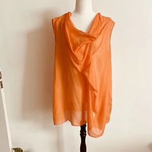 BNWT Nara Camicie Size L Orange Silk Tunic Top - Picture 1 of 9