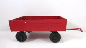 ERTL 4.5" Red Metal Farm Tractor Trailer Wagon Pressed Steel Made in USA - Picture 1 of 6