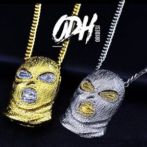 Máscara de esquí de acero inoxidable con cadena de oro plateada Hip Hop Goon colgante eslabón cubano - Imagen 1 de 6