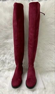STUART WEITZMAN JOCEY SUEDE OVER-THE-KNEE FLAT BOOT Size 7 CRANBERRY S5442 - Picture 1 of 10