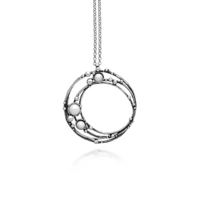 Collana Donna Giovanni Raspini Argento 925 Ciondolo Astra Cerchio Perle 11032 - Immagine 1 di 4