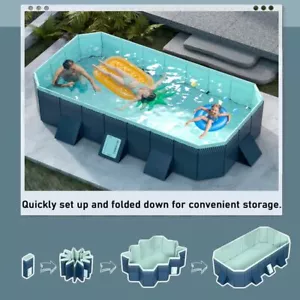 Piscina pieghevole rettangolare per famiglie fuori terra piscina per adulti bambini - Foto 1 di 16