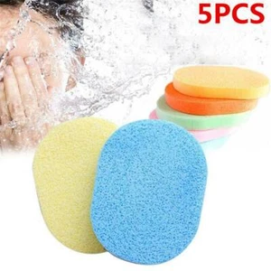 5Pcs Face Facial Wash Pad Makeup Remover Cleaning Sponge Puff Exfoliator Scrub - Picture 1 of 12