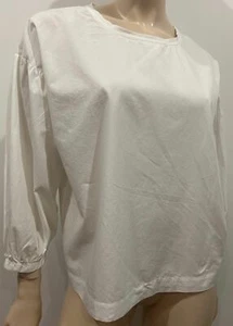 CLOSED Winter White SALMA 100% Cotton Round Neck 3/4 Sleeve Blouse Shirt Top XS - Picture 1 of 7