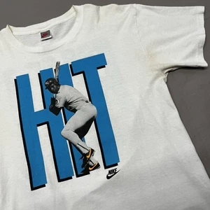 Vintage 80’s Nike Bo Jackson Hit & Run White Tee Sz L - Picture 1 of 9
