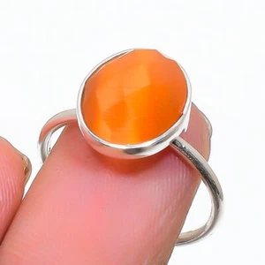 Carnelian Gemstone 925 Sterling Silver Jewelry Ring Size Adjustable O327 - Picture 1 of 2