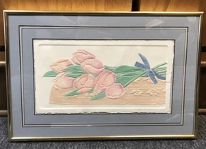 Embossed Paper Watercolor "Tulip And Lace" by Jane Billman Signed And Numbered - Picture 1 of 7