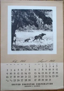 Chicago, IL 1944 17x24 Advertising Calendar w/Palenoke Wildlife Print - Picture 1 of 1