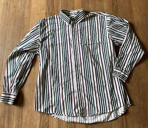 VINTAGE 90’s Trader Bay Shirt Men TALL XLT White Button Up Striped Long Sleeve - Picture 1 of 6